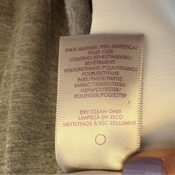 NYDJ Gray/White/Black Faux Leather Accent Raglan L/S Top, Womens size Large - Picture 6 of 11